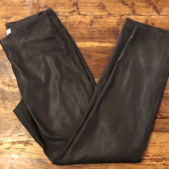 Waverly Grey Faux Suede Look Brown Pants 6 - Picture 2 of 6